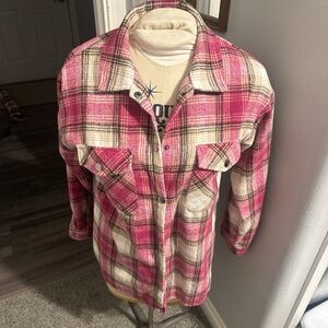 Pink Plaid Button-Up Shirt